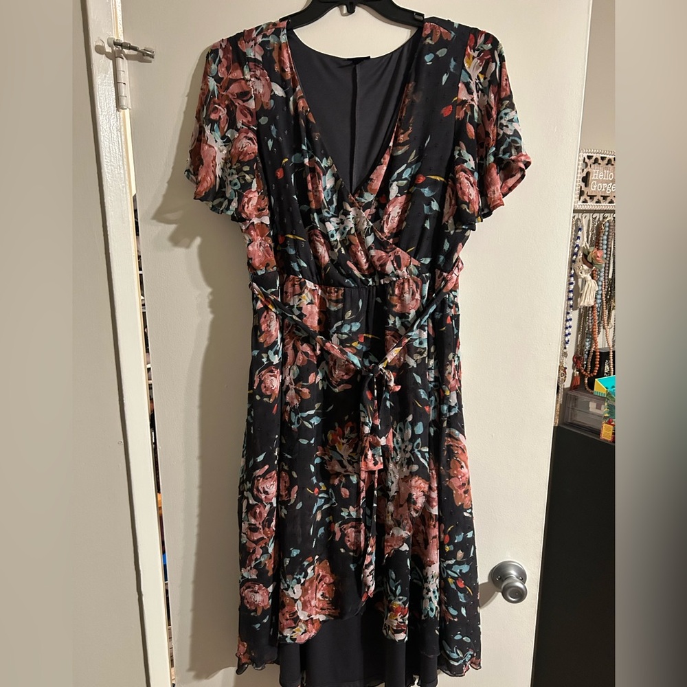 Torrid Black and Red Floral Midi Dress
